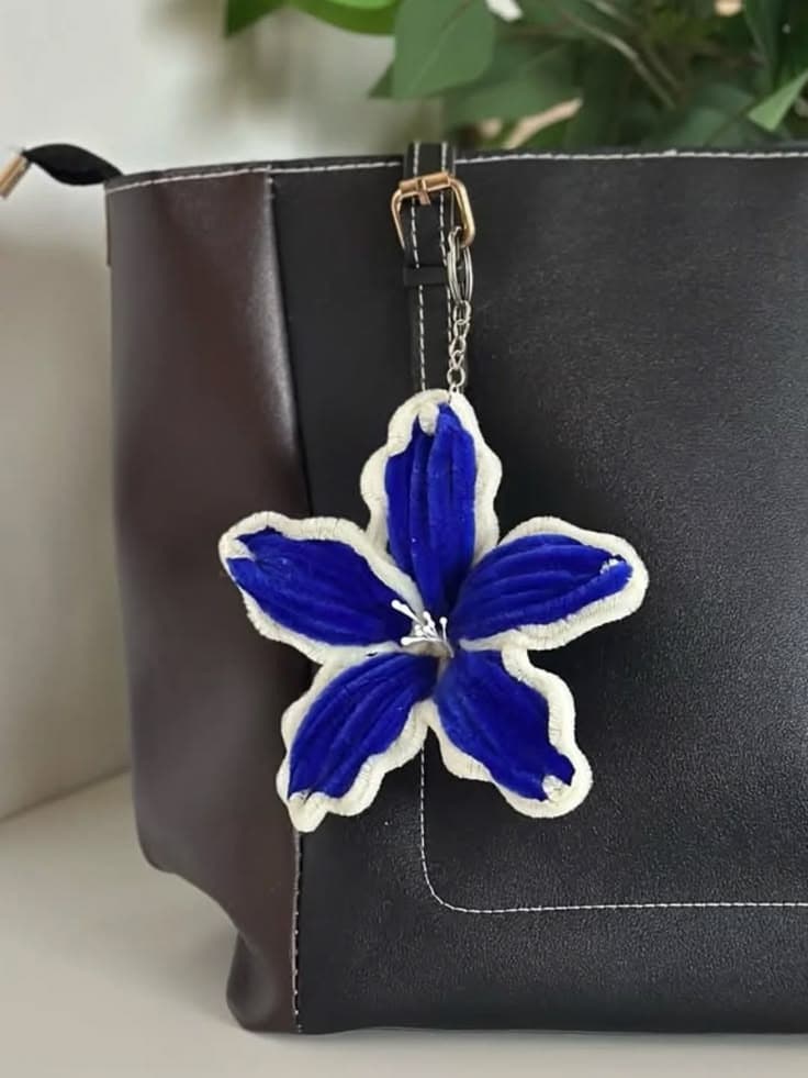Blue & White Lily Bag Charm